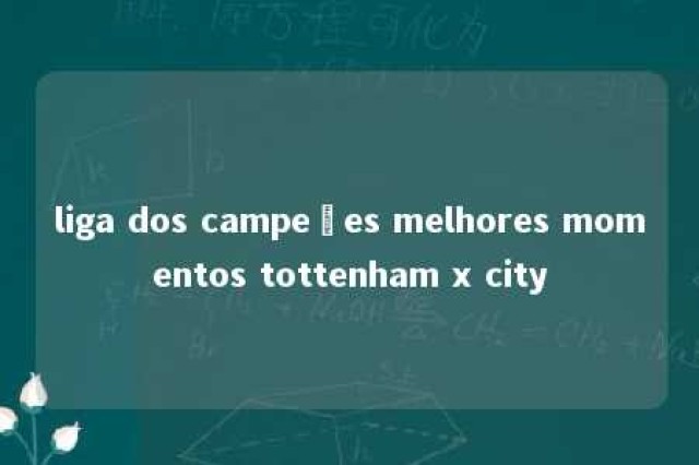 liga dos campeões melhores momentos tottenham x city 