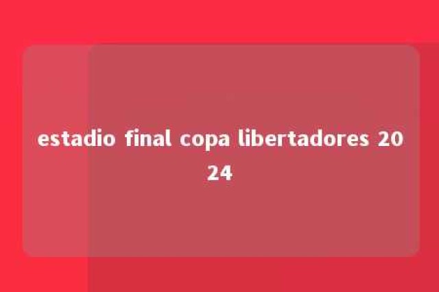 estadio final copa libertadores 2024 