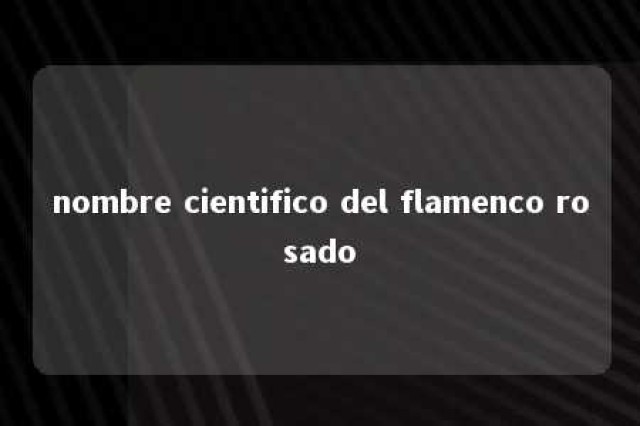 nombre cientifico del flamenco rosado 