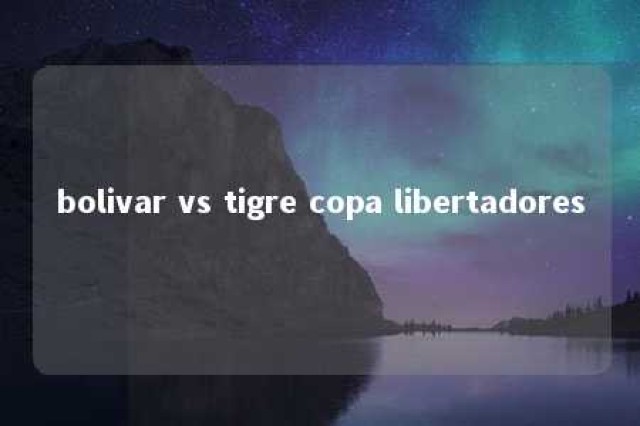 bolivar vs tigre copa libertadores 