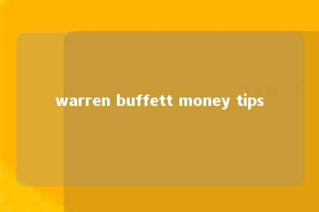 warren buffett money tips 