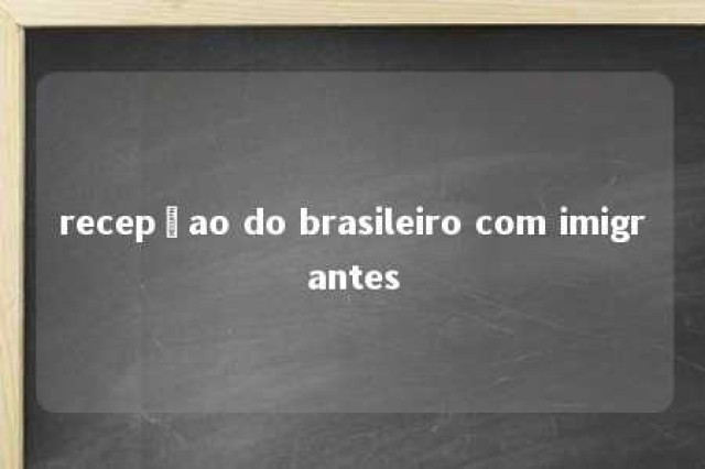 recepçao do brasileiro com imigrantes 