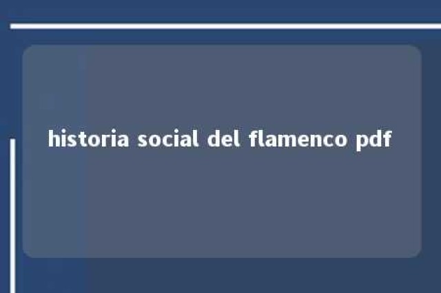 historia social del flamenco pdf 