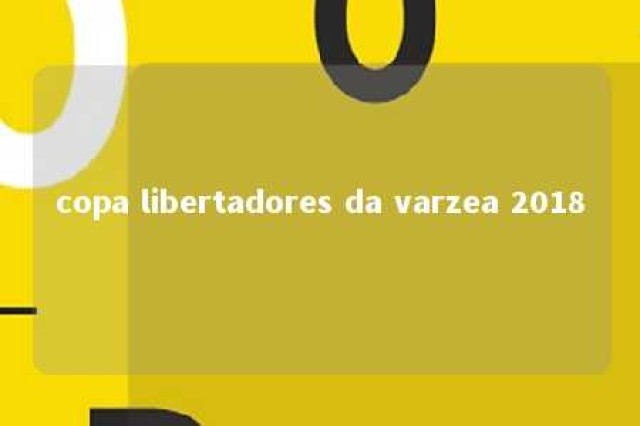 copa libertadores da varzea 2018 