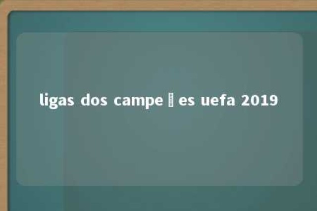 ligas dos campeões uefa 2019 