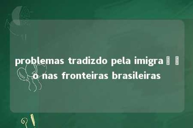 problemas tradizdo pela imigração nas fronteiras brasileiras 