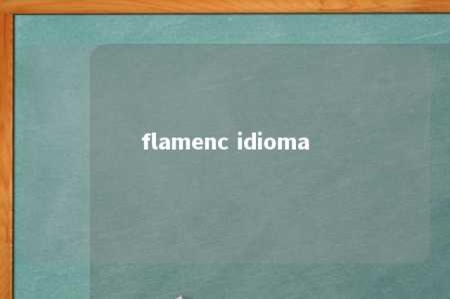 flamenc idioma 