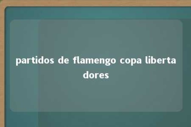 partidos de flamengo copa libertadores 