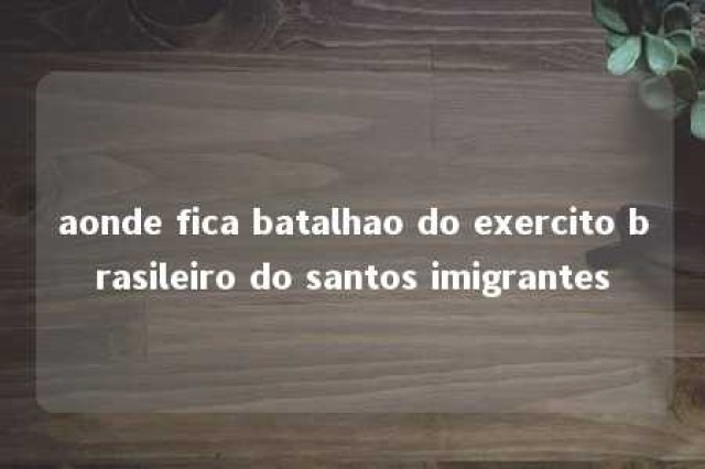 aonde fica batalhao do exercito brasileiro do santos imigrantes 