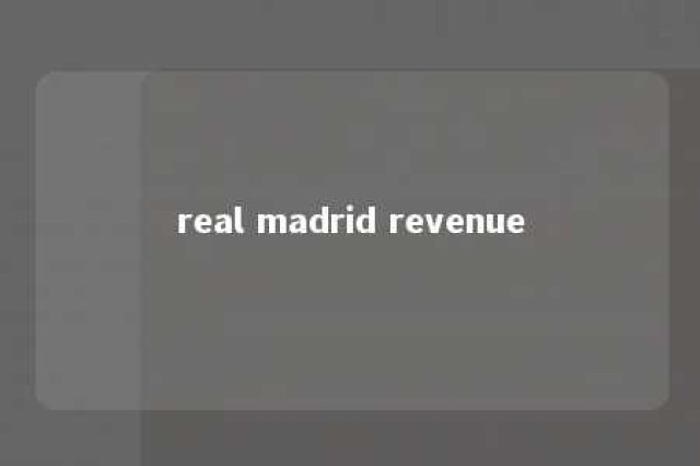 real madrid revenue 