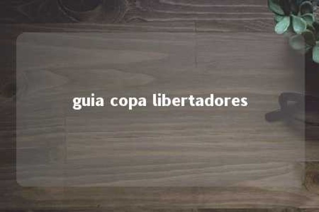 guia copa libertadores 