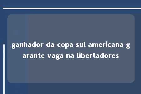 ganhador da copa sul americana garante vaga na libertadores