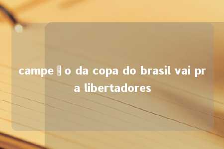 campeão da copa do brasil vai pra libertadores