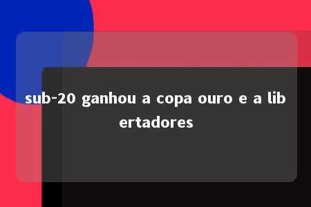 sub-20 ganhou a copa ouro e a libertadores