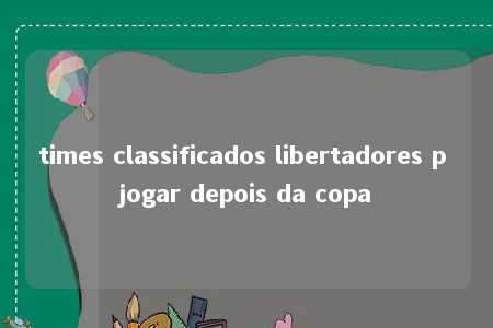 times classificados libertadores p jogar depois da copa