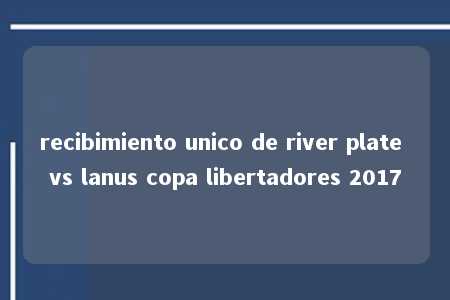 recibimiento unico de river plate vs lanus copa libertadores 2017