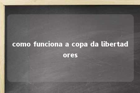 como funciona a copa da libertadores