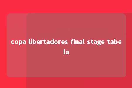 copa libertadores final stage tabela