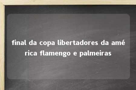 final da copa libertadores da américa flamengo e palmeiras