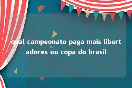 qual campeonato paga mais libertadores ou copa do brasil