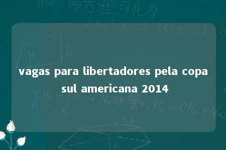 vagas para libertadores pela copa sul americana 2014