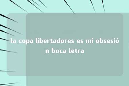 la copa libertadores es mi obsesión boca letra