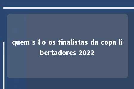 quem são os finalistas da copa libertadores 2022