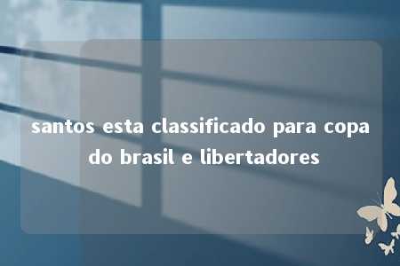 santos esta classificado para copa do brasil e libertadores