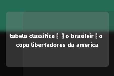 tabela classificação brasileirão copa libertadores da america