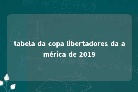 tabela da copa libertadores da américa de 2019