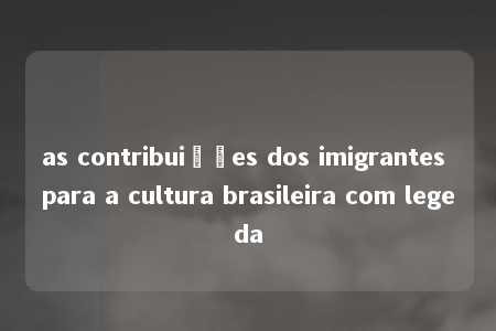 as contribuições dos imigrantes para a cultura brasileira com legeda