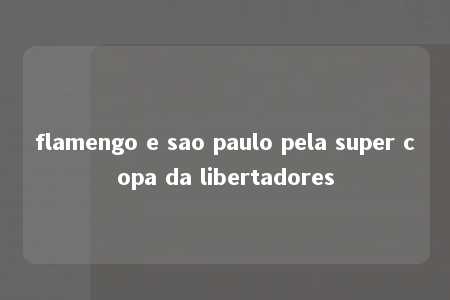 flamengo e sao paulo pela super copa da libertadores