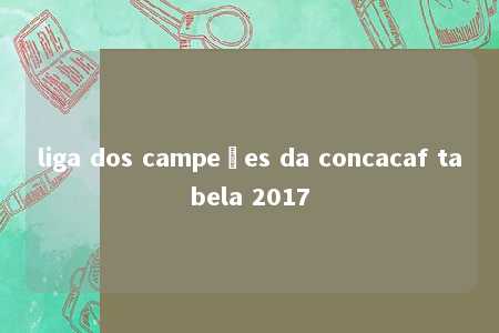 liga dos campeões da concacaf tabela 2017