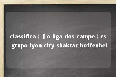 classificação liga dos campeões grupo lyon ciry shaktar hoffenhei