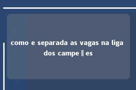 como e separada as vagas na liga dos campeões