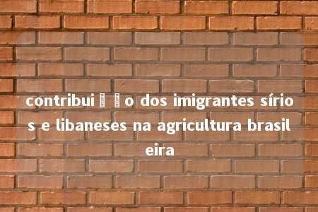 contribuição dos imigrantes sírios e libaneses na agricultura brasileira