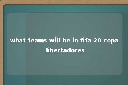 what teams will be in fifa 20 copa libertadores